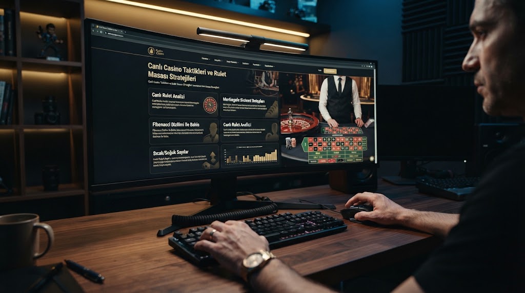 canli casino taktikleri detaylarını inceleyen oyuncunun gözünden ekran görünümü.